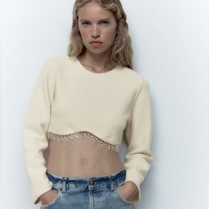 zara rhinestone crop